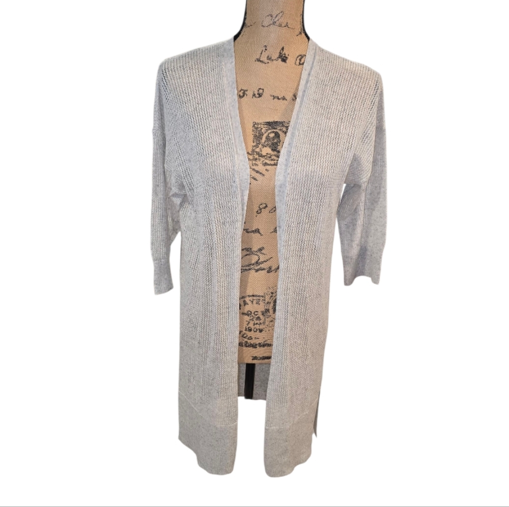 Gap Open Front‎ Duster Cardigan Sweater Gray Knit Lightweight Cover Up Size Med